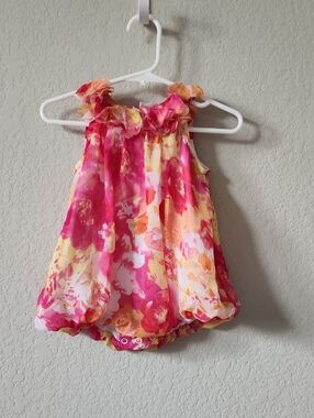 Baby Beri Pink & Yellow Floral Baby Romper - Bright Watercolor Print